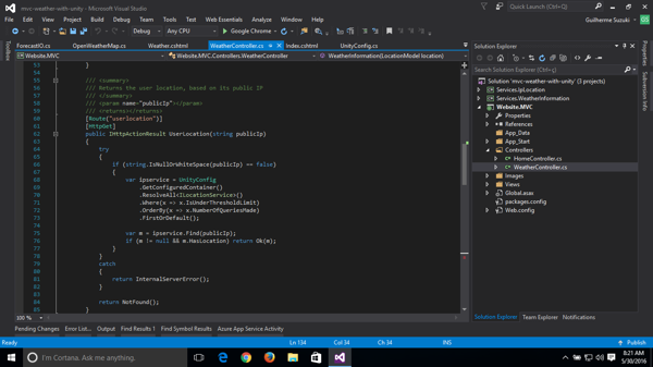 the app: unity, I need a service that provides geolocation!